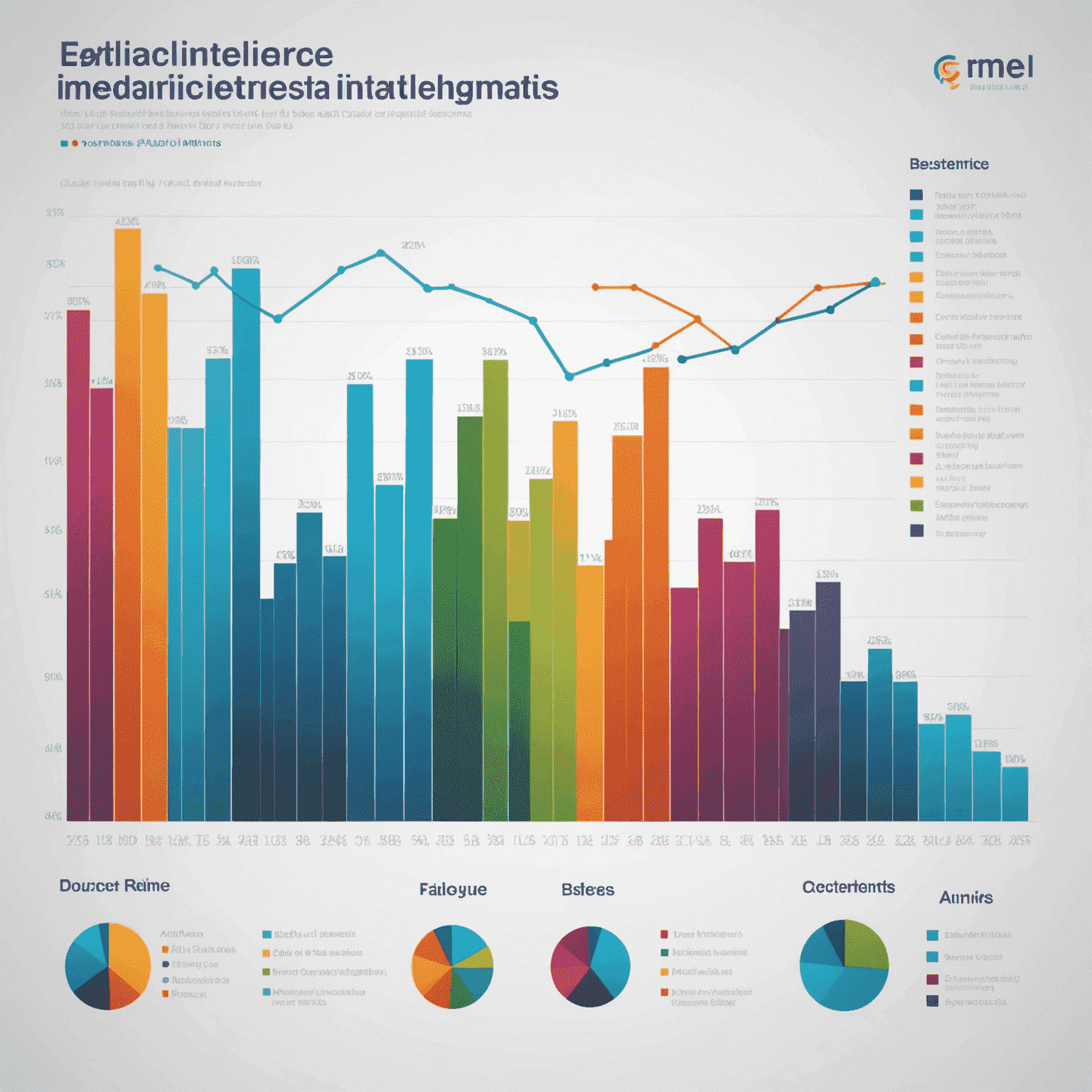 A chart showing upward trends in various business intelligence metrics for SMEs, with colorful lines representing different data points