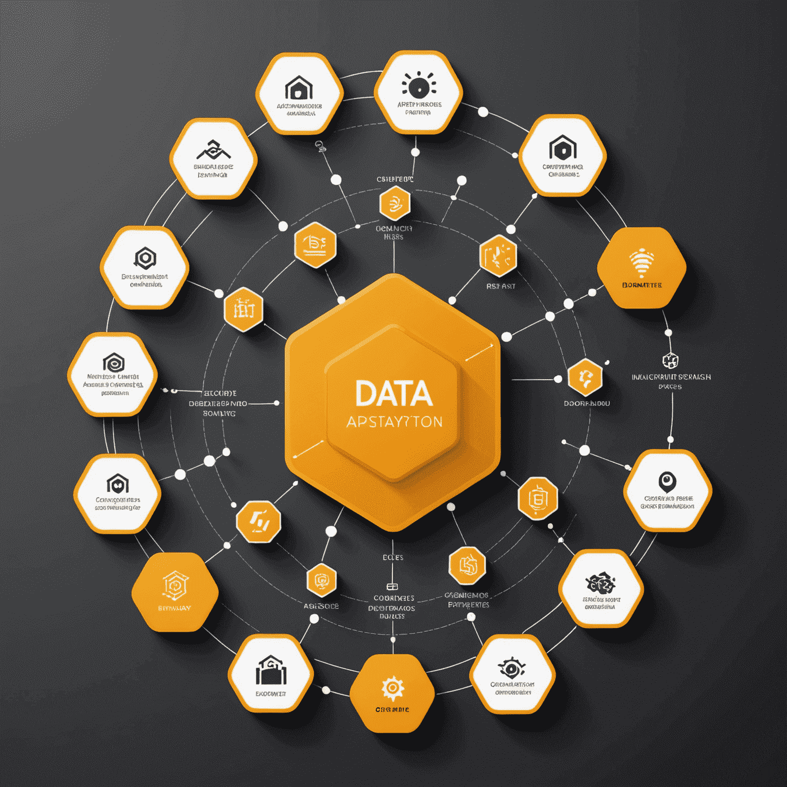 Visual representation of data integration process, showing various data sources converging into a central platform with ApiaryAnalytics logo